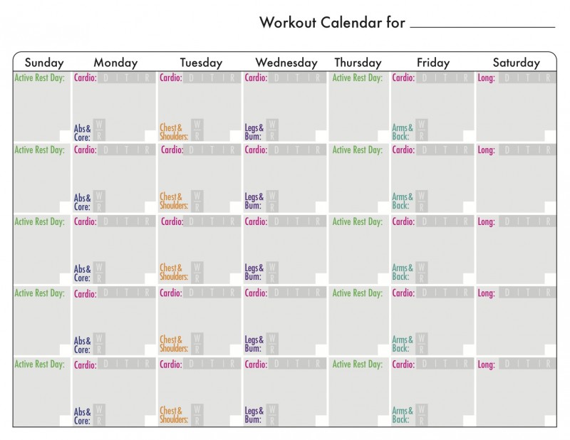 Workout calendar {Piloting Paper Airplanes} workouts, training, fitness