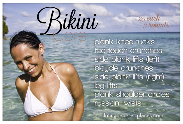 Bikini Core workout {Piloting Paper Airplanes} workouts, training, fitness