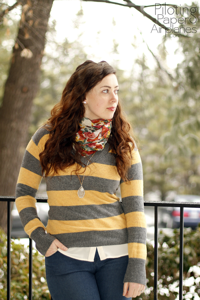 style, fashion, outfit of the day, stripes, floral {PIlotingPaperAirplanes.com}